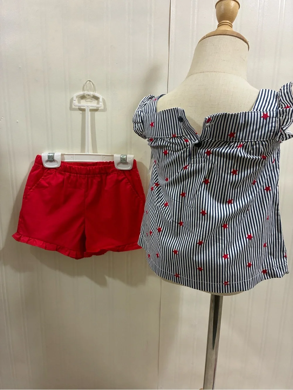 Carter's Red Shorts and Navy/White Striped Star Tank Set